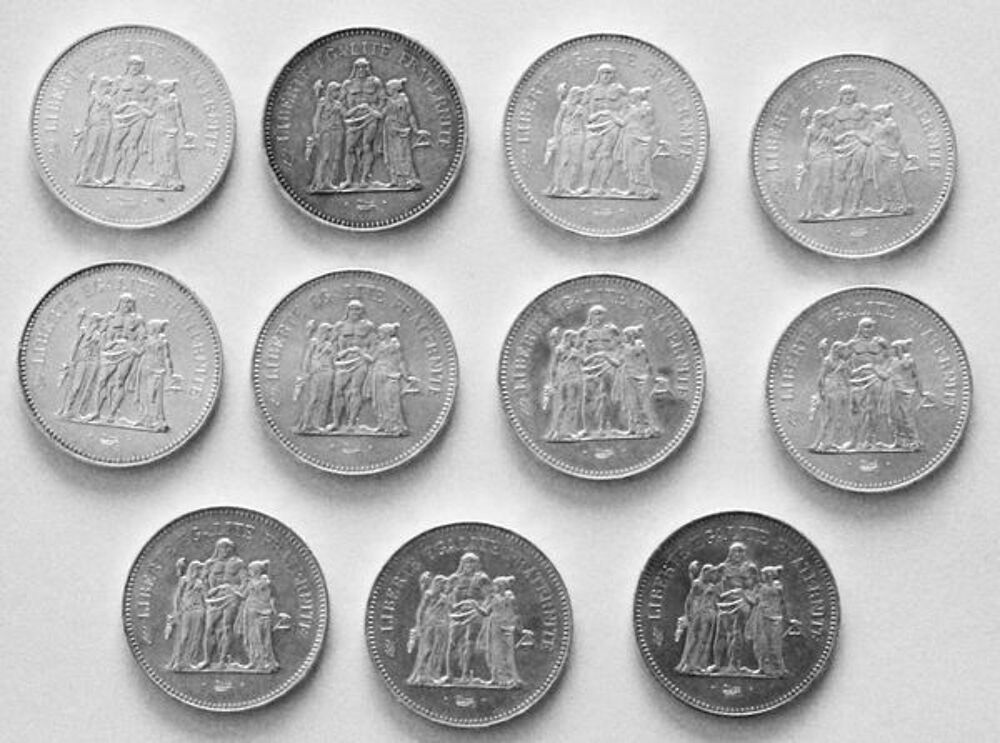 11 pi&egrave;ces 50 Francs Hercule argent 