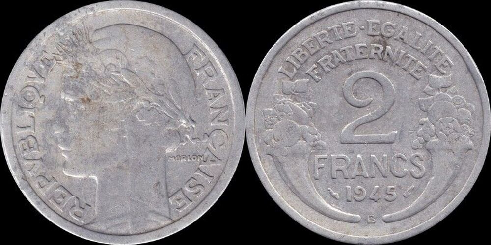 Gouvernement provisoire, 2 francs 1945B 