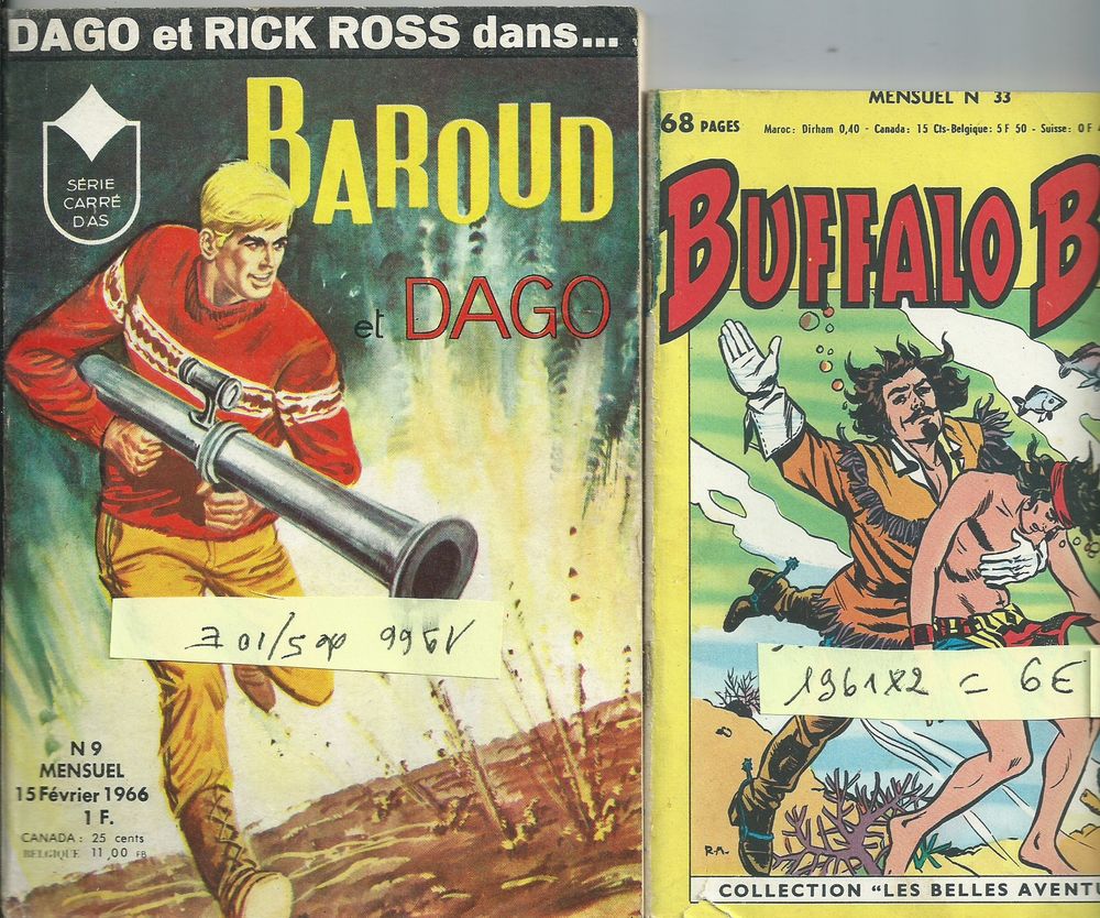 2 BD , mensuel baroud et dago 1966 et buffalo bill 1961 Livres et BD