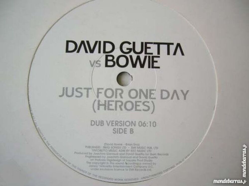 MAXI 45 TOURS BOWIE/GUETTA Just for one day(Heroes CD et vinyles