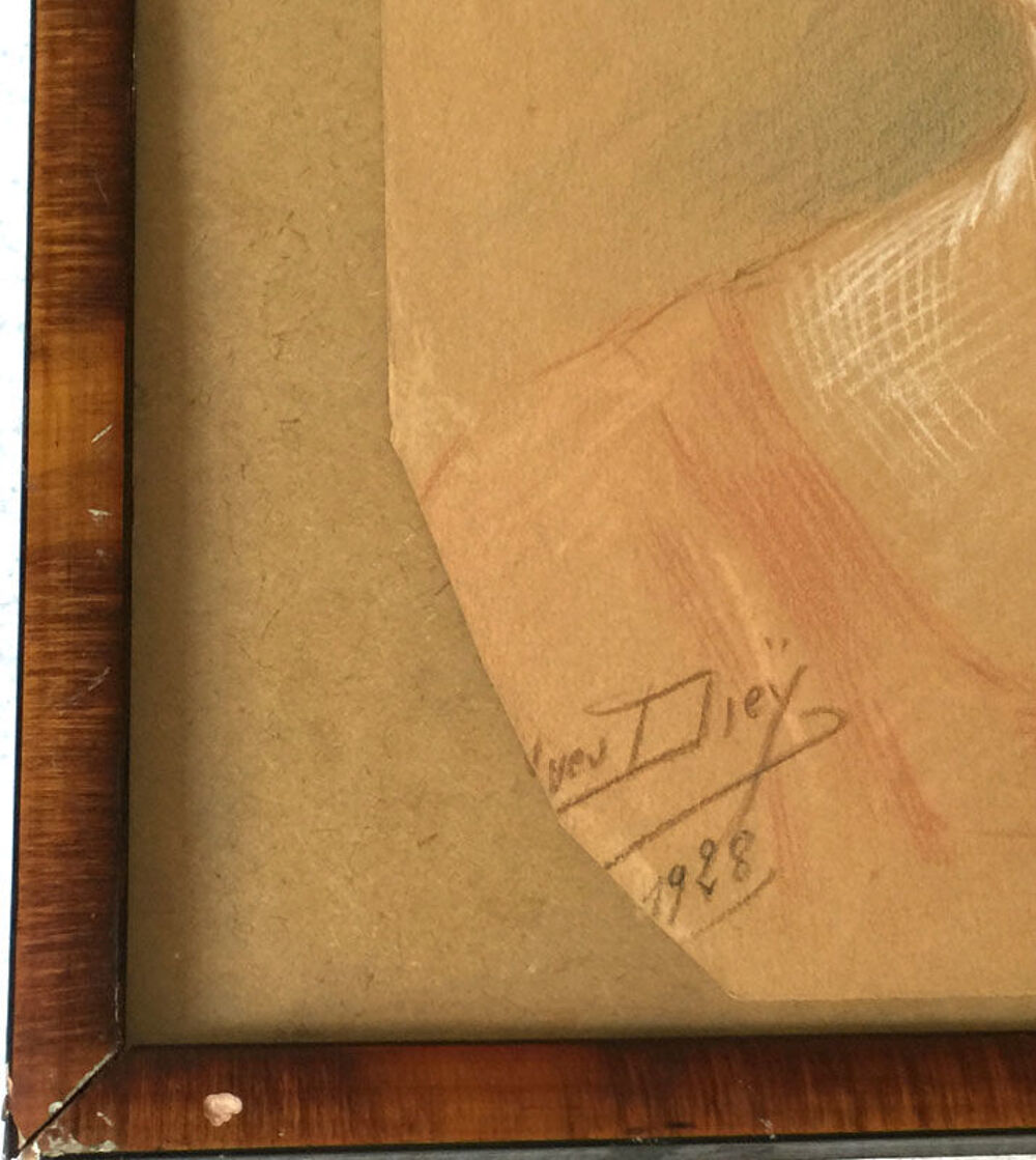 Yves DIEY ANCIEN DESSIN PASTEL PEINTURE FEMME Décoration