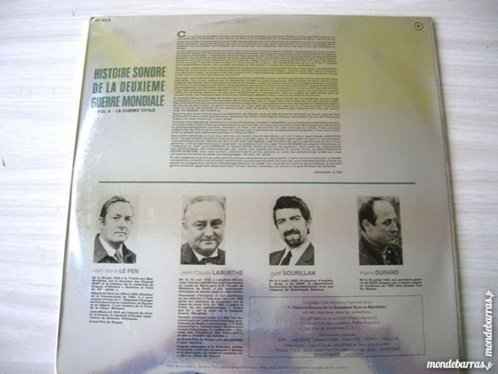 33 TOURS HISTOIRE SONORE DE LA 2&egrave;me GUERRE MONDIAL CD et vinyles