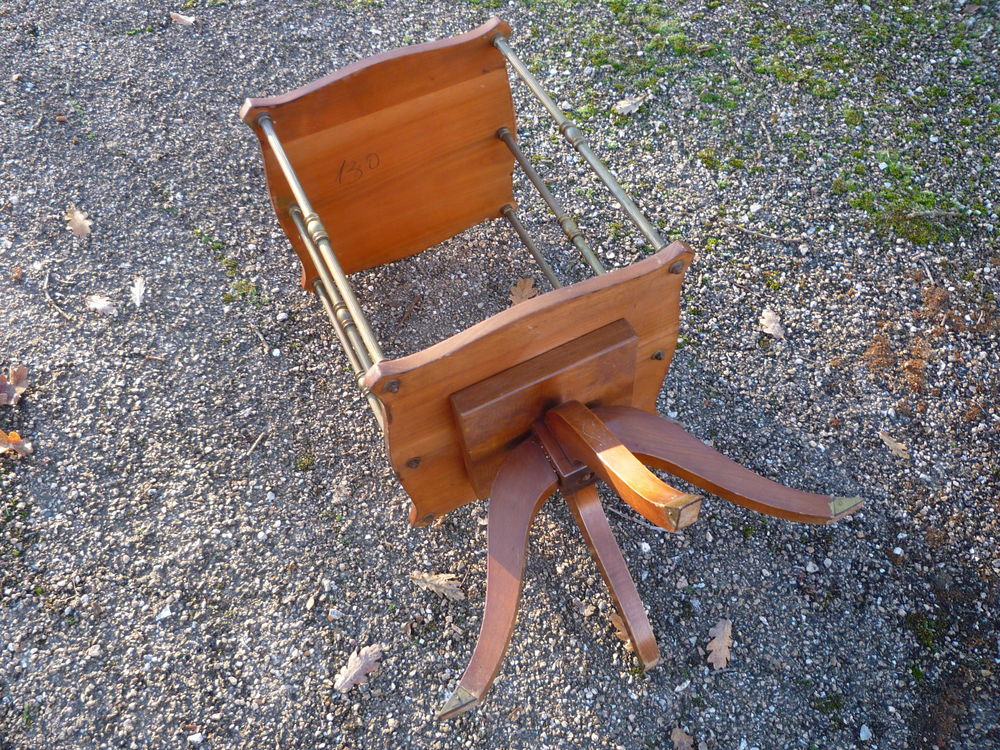 Petite biblioth&egrave;que tournante ancienne acajou/bronze Meubles
