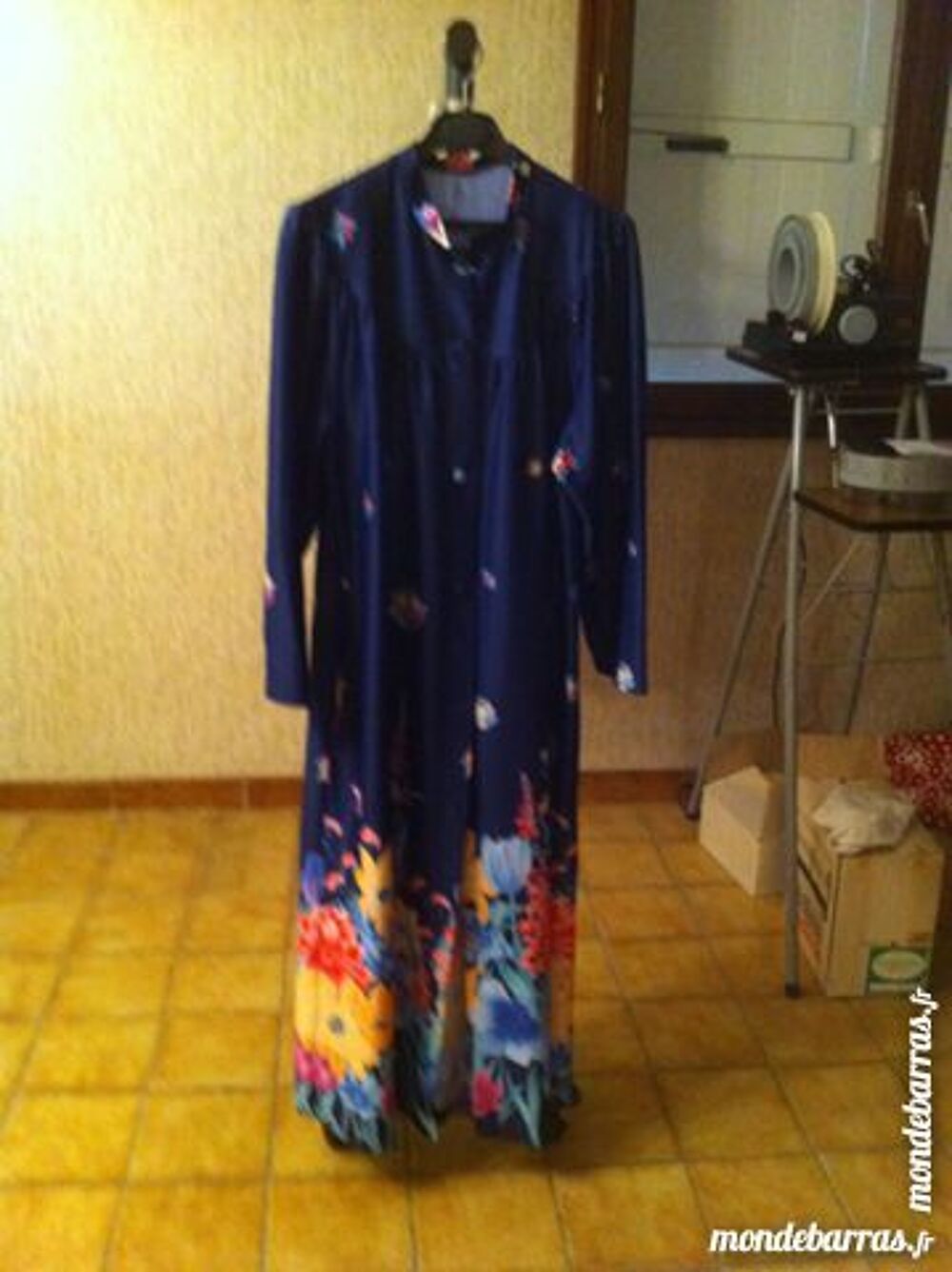robe de chambre bleu marine en satin Vêtements
