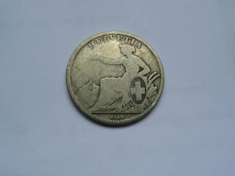 Pice 2 francs suisse argent 1860 B Helvetia 49 Bordeaux (33)