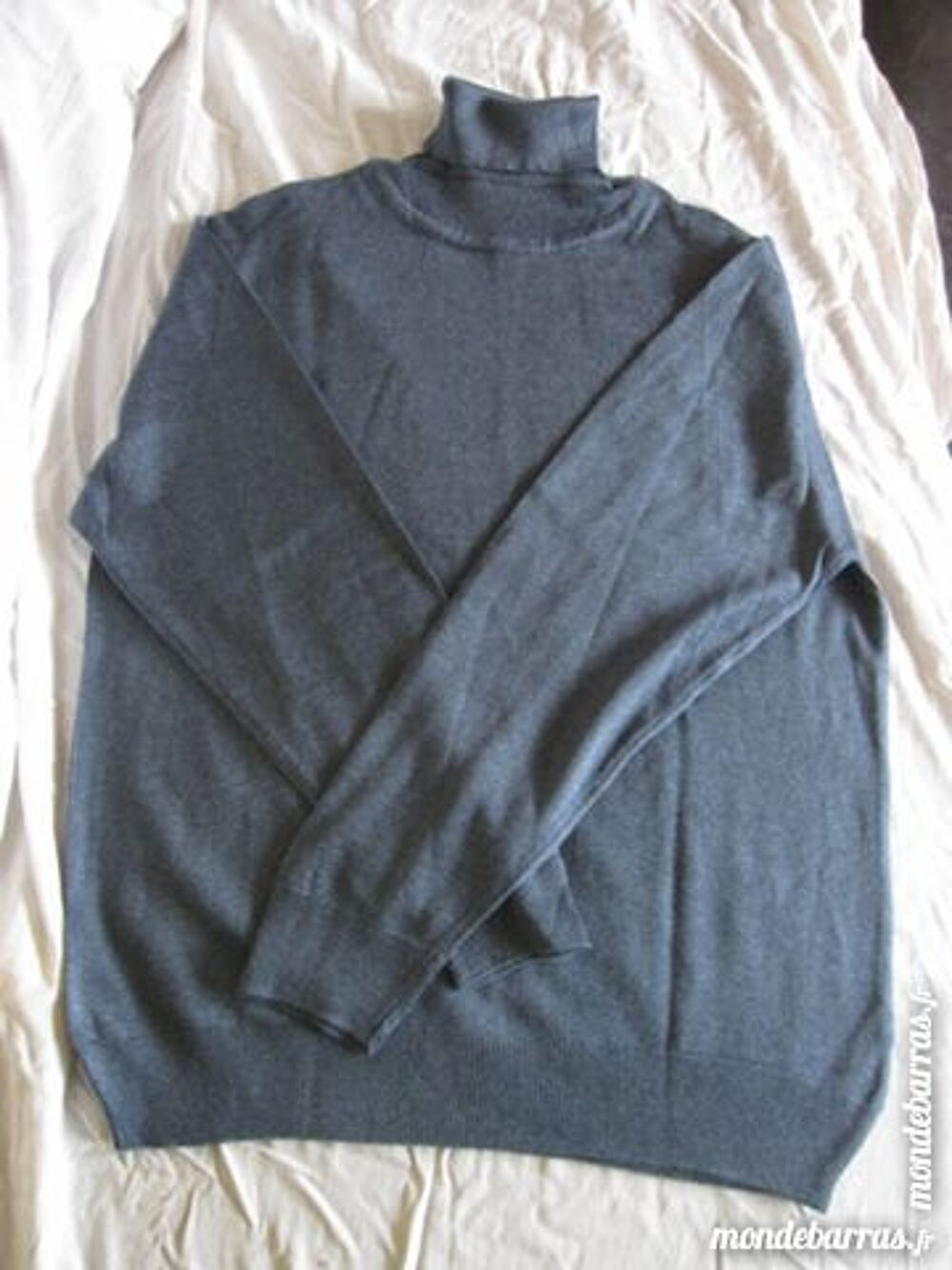 Pull Col Roul&eacute; Laine L Bleu Vêtements