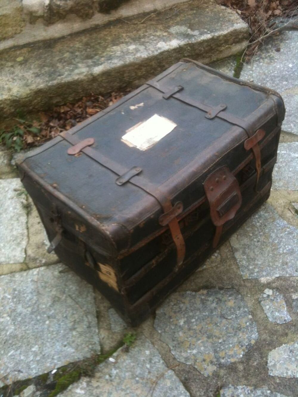 Coffre/malle de voyage ancienne cuir,valise/linge Meubles