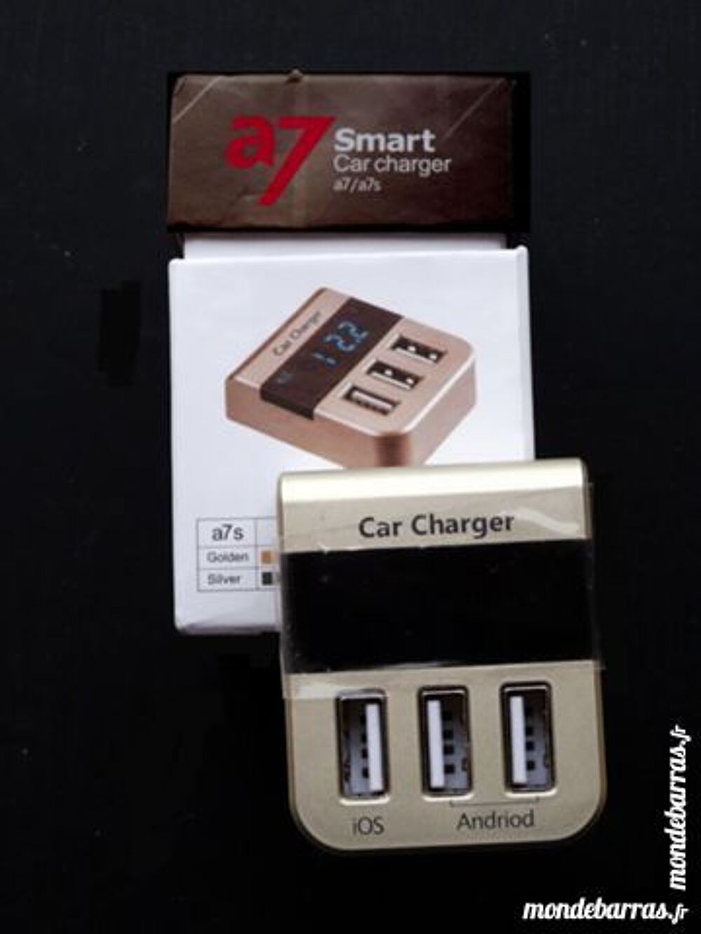 Chargeur Android 3 sorties avec LED Téléphones et tablettes