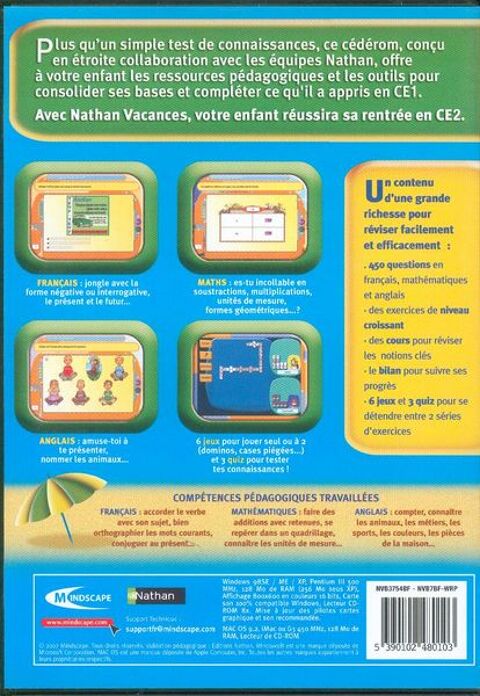Nathan vacances du CE1 au CE2 -- 7 -- 9 ans -- PC/MAC -- 
5 Sept�mes-les-Vallons (13)