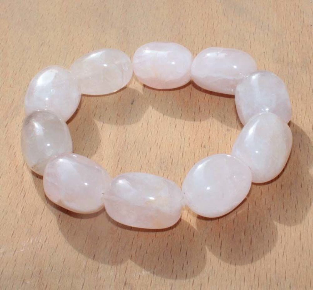 BRACELET en NUGGETS QUARTZ ROSE PIERRE NATURELLE Bijoux et montres