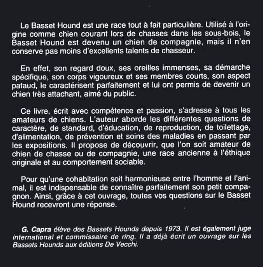 LE BASSET HOUND - chien ELEVAGE / prixportcompris Livres et BD