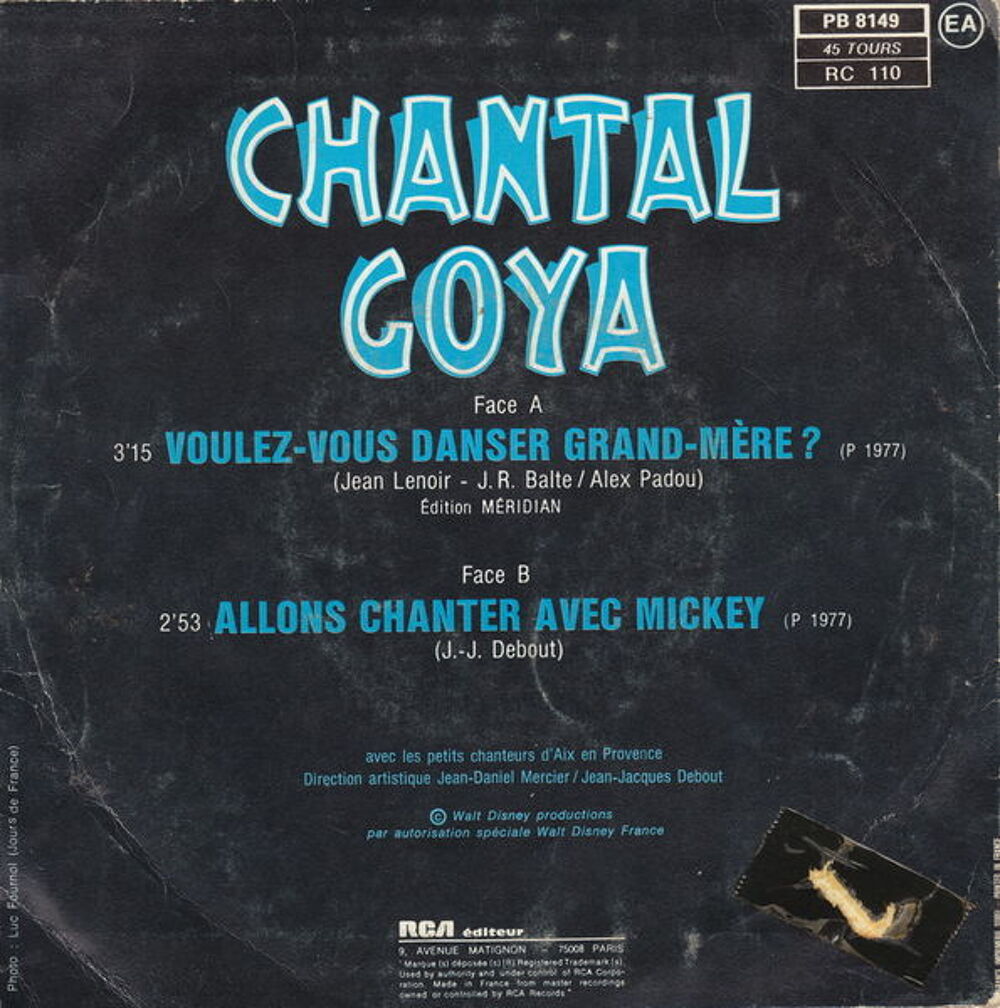 Disque 45 Tours Chantal Goya-Voulez-vous danser grand-m&egrave;re
CD et vinyles