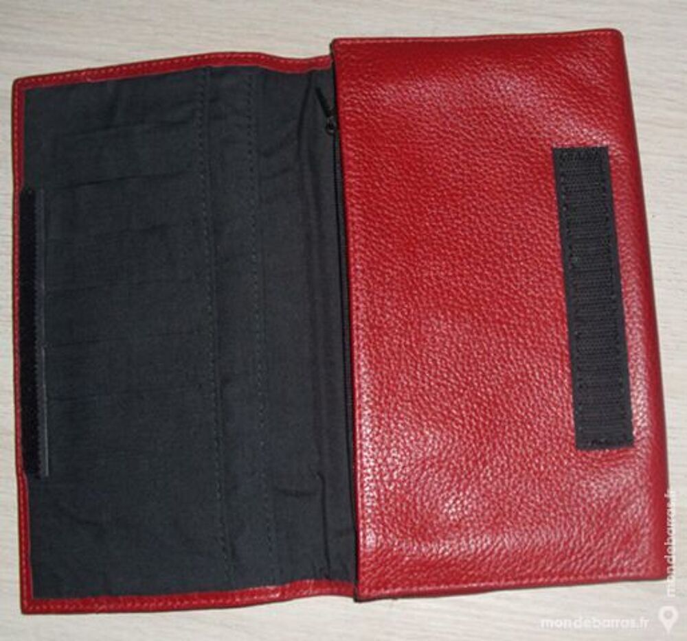 VINTAGE * joli portefeuille cuir rouge Maroquinerie