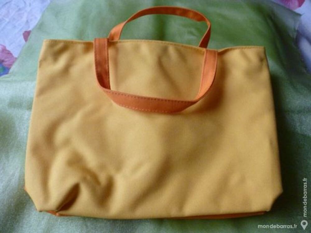 Sac jaune en toile avec 2 compartiments Maroquinerie
