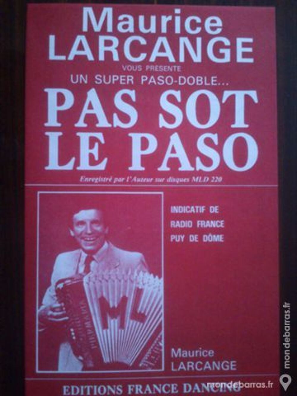 Accord&eacute;on: PAS SOT LE PASO de MAURICE LARCANGE Instruments de musique
