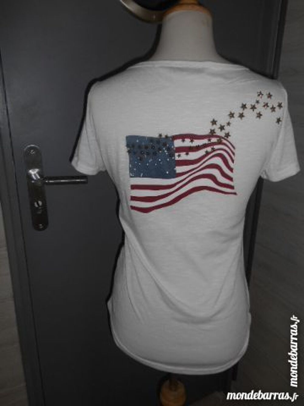 Tee shirt blanc imprim&eacute; AMERICAIN DOS T M/L Vtements