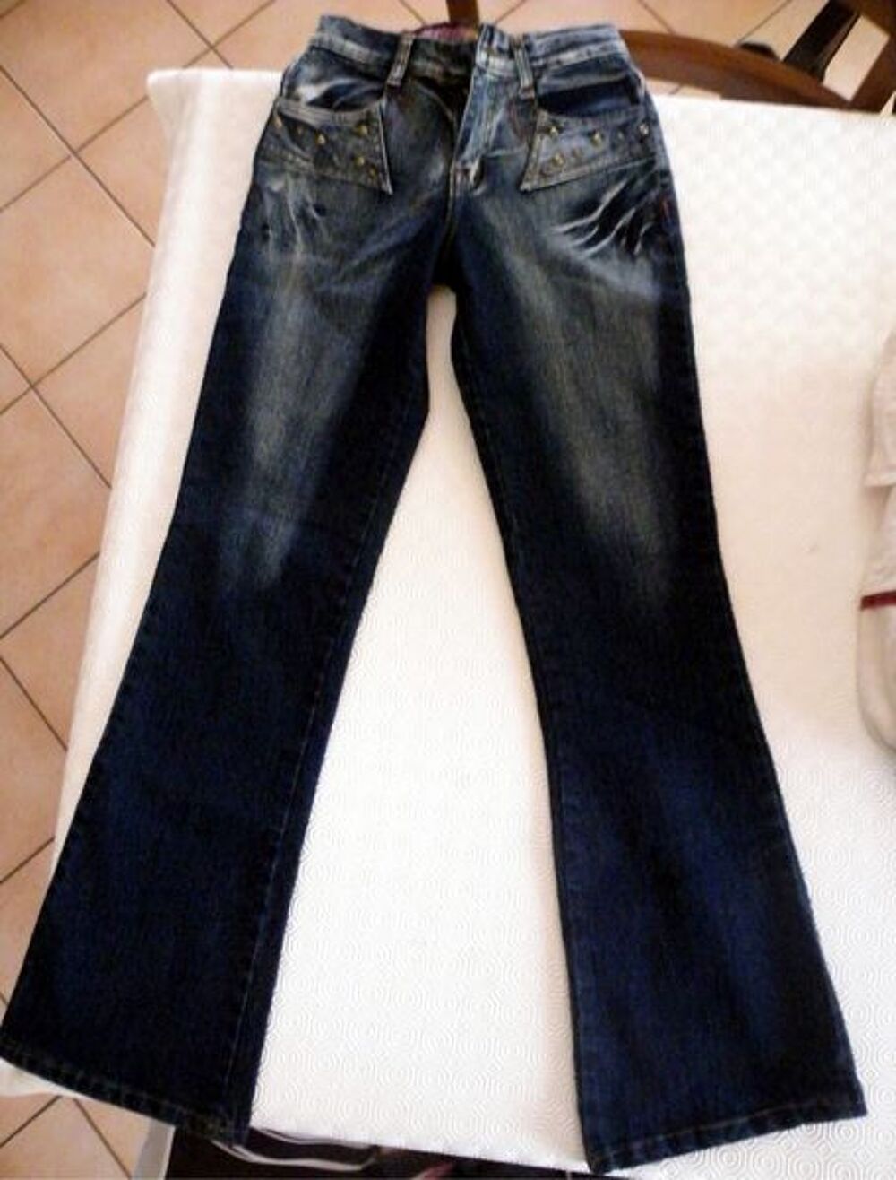 jean 14 ans fille neuf brode sur les poches Vêtements enfants