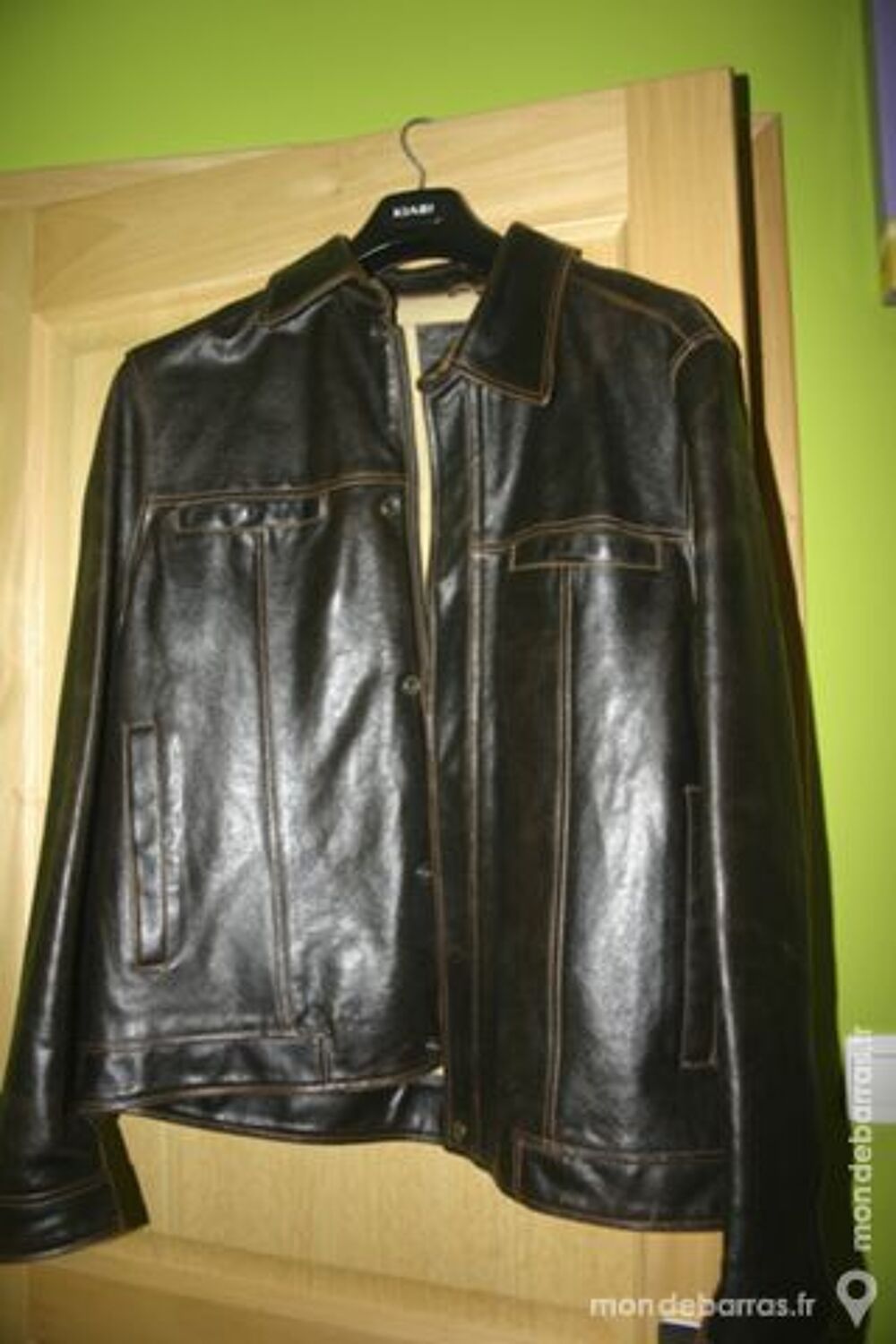 Veste en cuir marron homme Vêtements