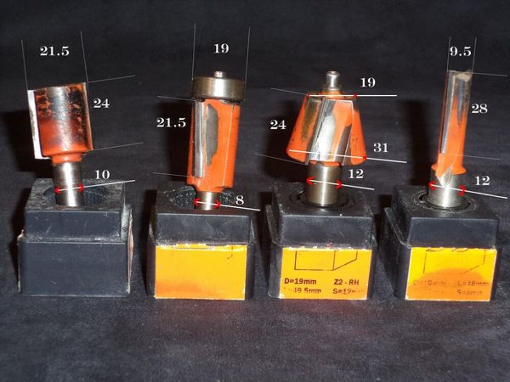 8 fraises CMT pour d&eacute;fonceuses / Affleureuse Bricolage