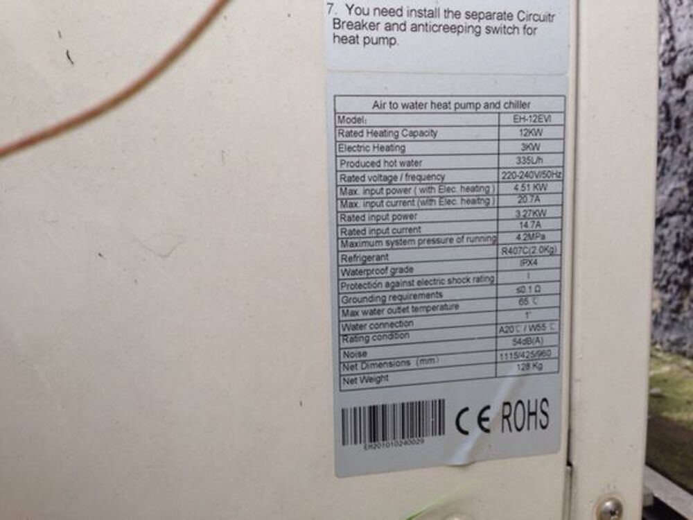 Pompe &agrave; chaleur 12KW Chaud/froid Bricolage