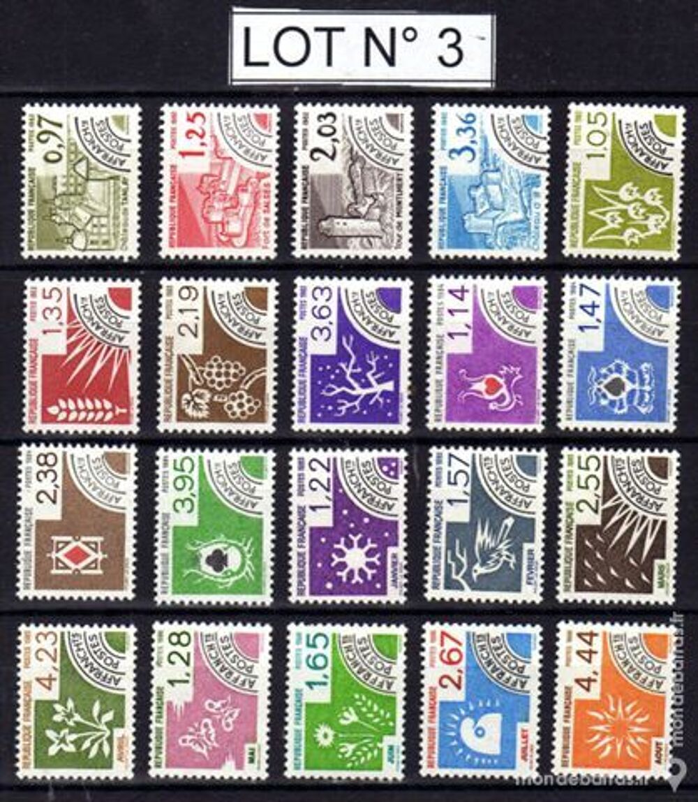 Pr&eacute;oblit&eacute;r&eacute;s timbres NEUFS** LOT N&deg; 3 