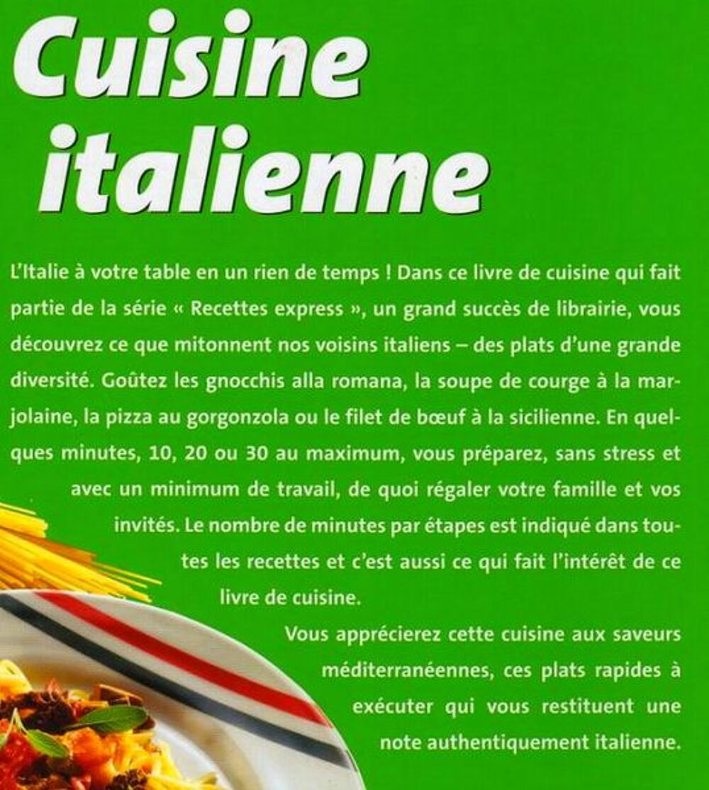 ITALIE - cuisine italienne - CUISINE / prixportcompris Livres et BD