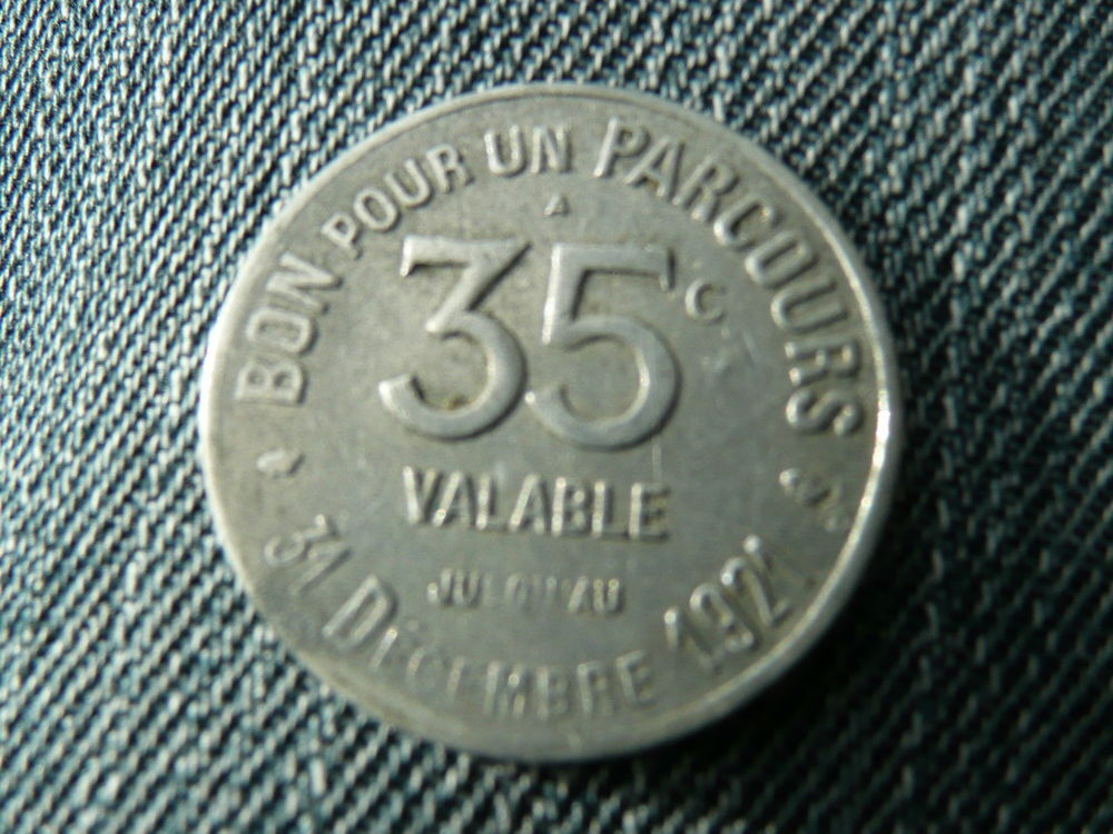 Jeton 35 centimes Bon pour un parcours 1921 