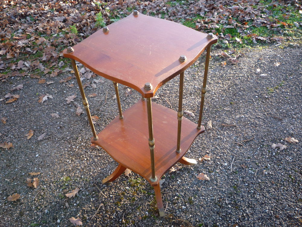 Petite biblioth&egrave;que tournante ancienne acajou/bronze Meubles