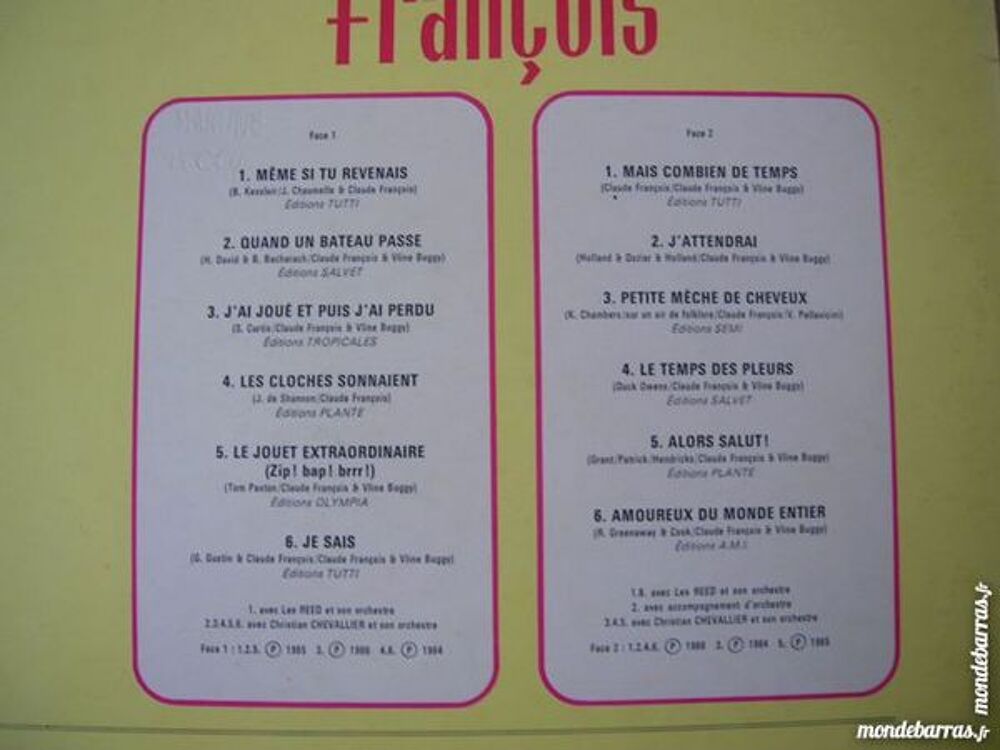 33 TOURS CLAUDE FRANCOIS Le disque d'or CD et vinyles