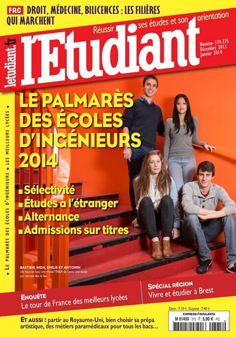 Revue L'�tudiant N� 374-375 D�c-13/Jan-14 (Neuve) 3 Ardoix (07)