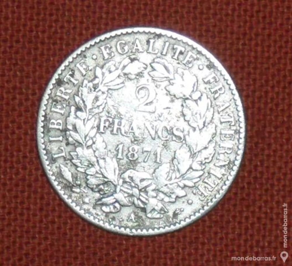pi&egrave;ce de 2 Francs en argent CERES 1871 