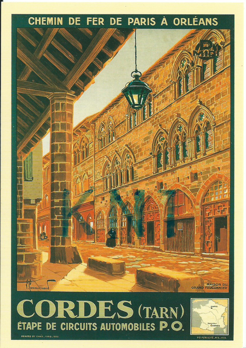 C P M reproduction d'affiche chemin de fer Paris à orléans 5 Tours (37)