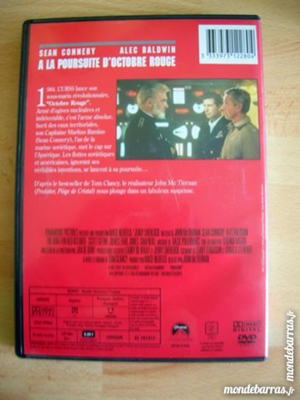 DVD A LA POURSUITE D'OCTOBRE ROUGE - Sean Connery DVD et blu-ray