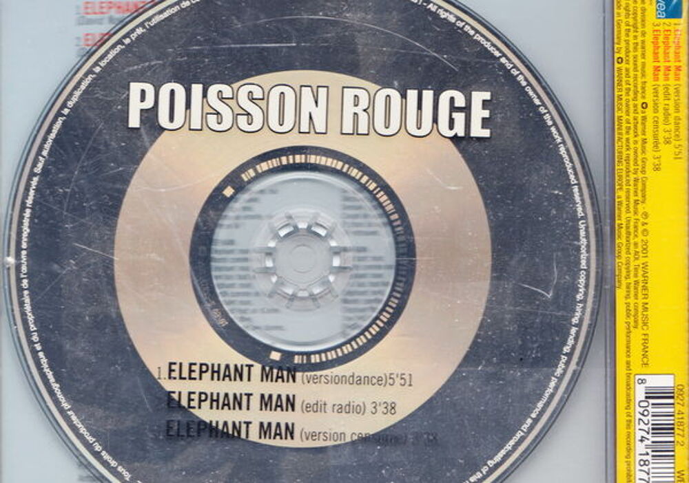 Maxi CD Poisson Rouge - Elephant man NEUF blister
CD et vinyles