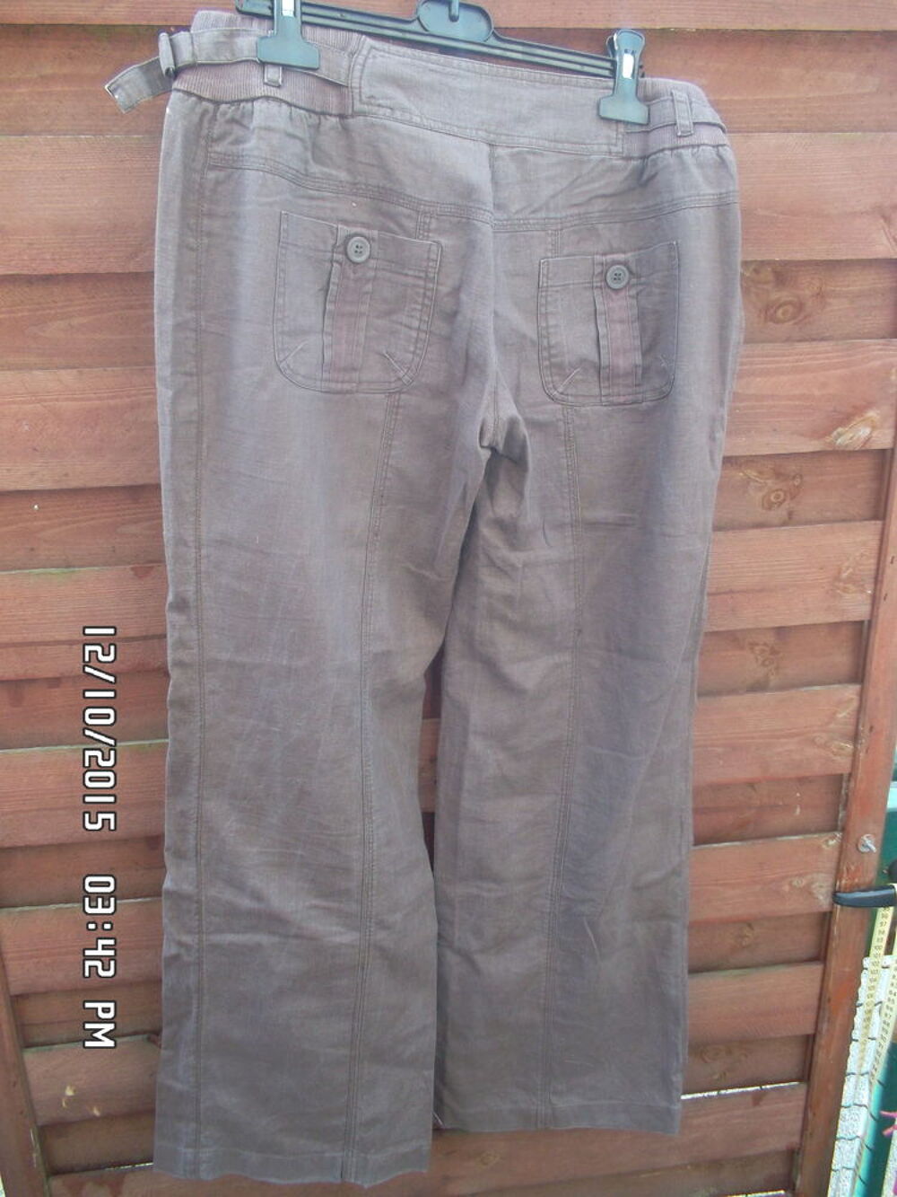 PANTALON MARRON EN LIN PROMOD*JUSTE 2E*KIKI60230 Vêtements