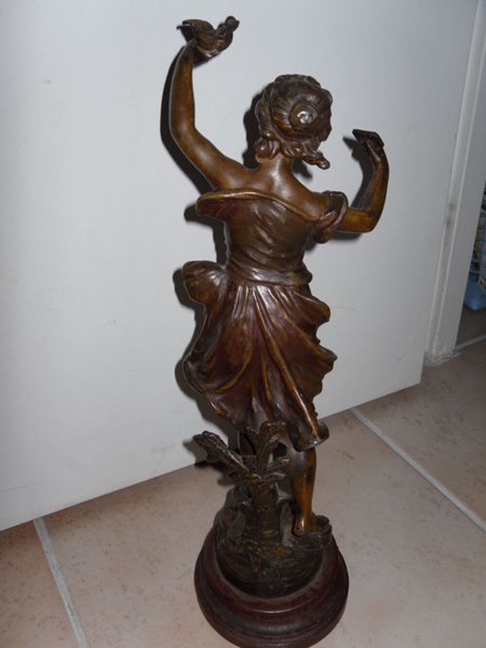 Statue r&eacute;gule 19e "Le message" "Guillemin" 39cm 