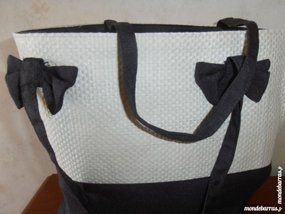 Sac paille et tissu Maroquinerie