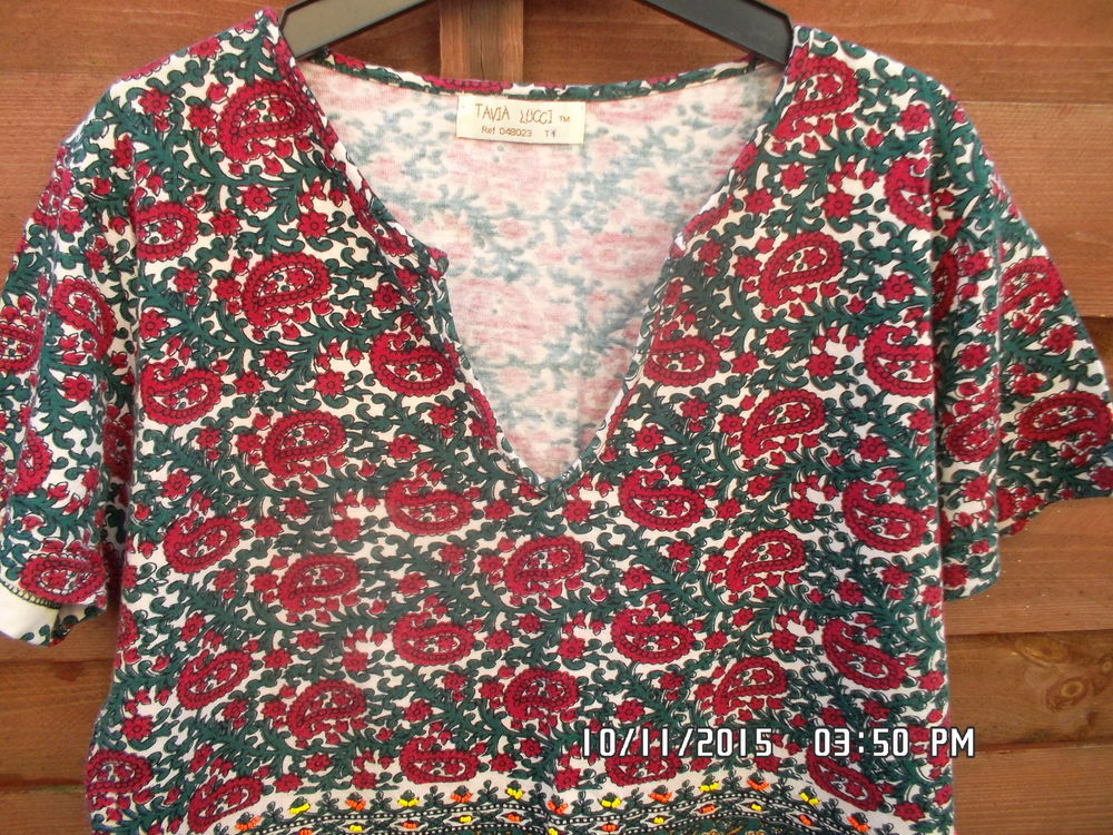 TEE SHIRT BORDEAUX-VERT*JUSTE 2E*KIKI60230 Vêtements