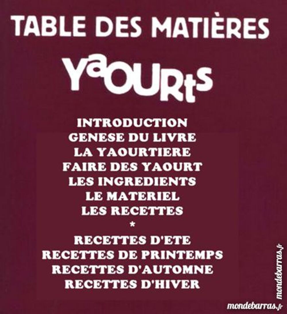 YAOURTS - RECETTES DE CUISINE Livres et BD