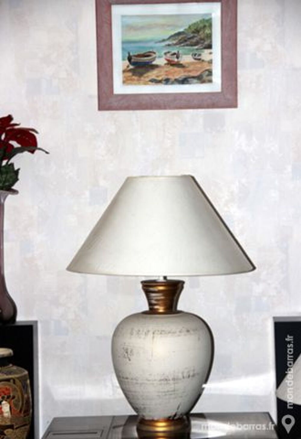 Belle et grande lampe de salon abat-jour beige Décoration