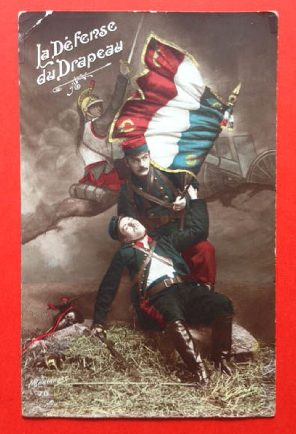 CPA illustr&eacute;e 1914 - La d&eacute;fense du drapeau 