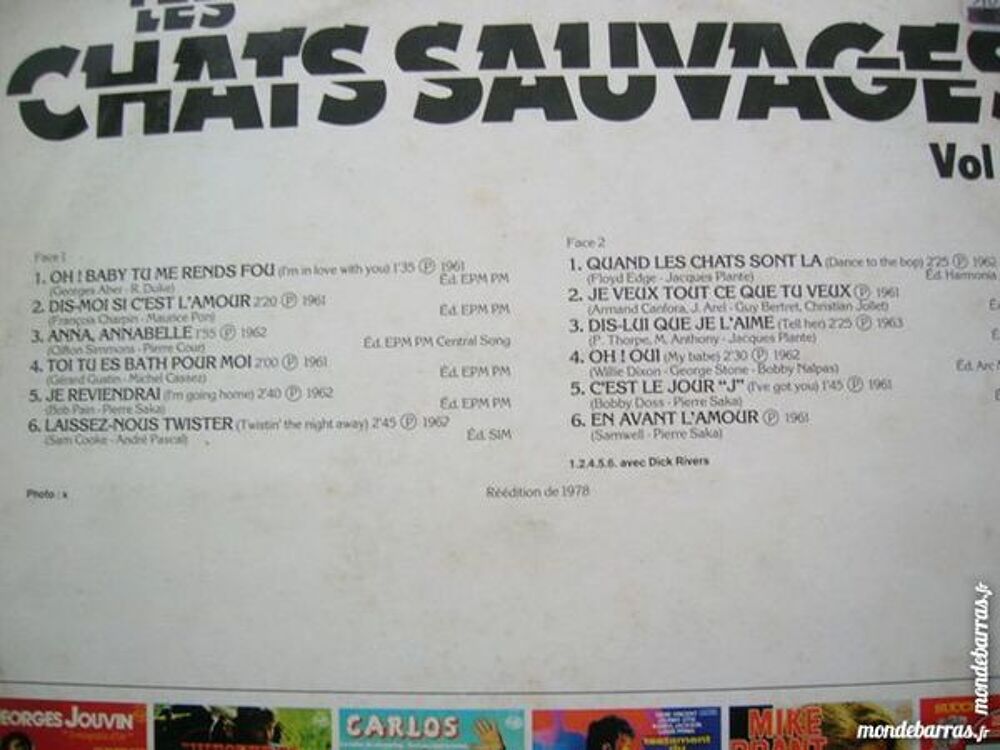 33 TOURS LES CHATS SAUVAGES Vol. 2 CD et vinyles