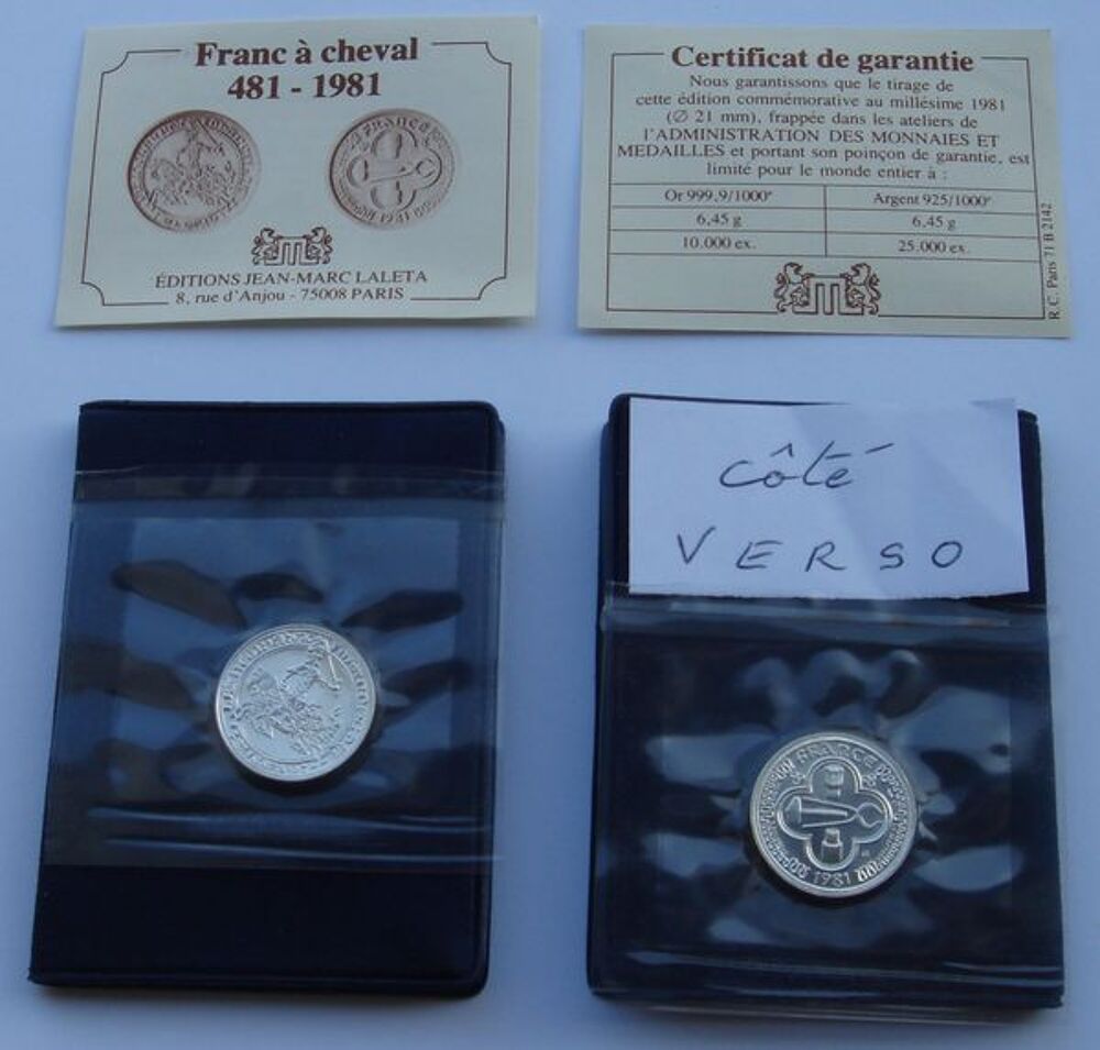 Superbe M&eacute;daille Franc &agrave; cheval ? 481 - 1981 en Argent 