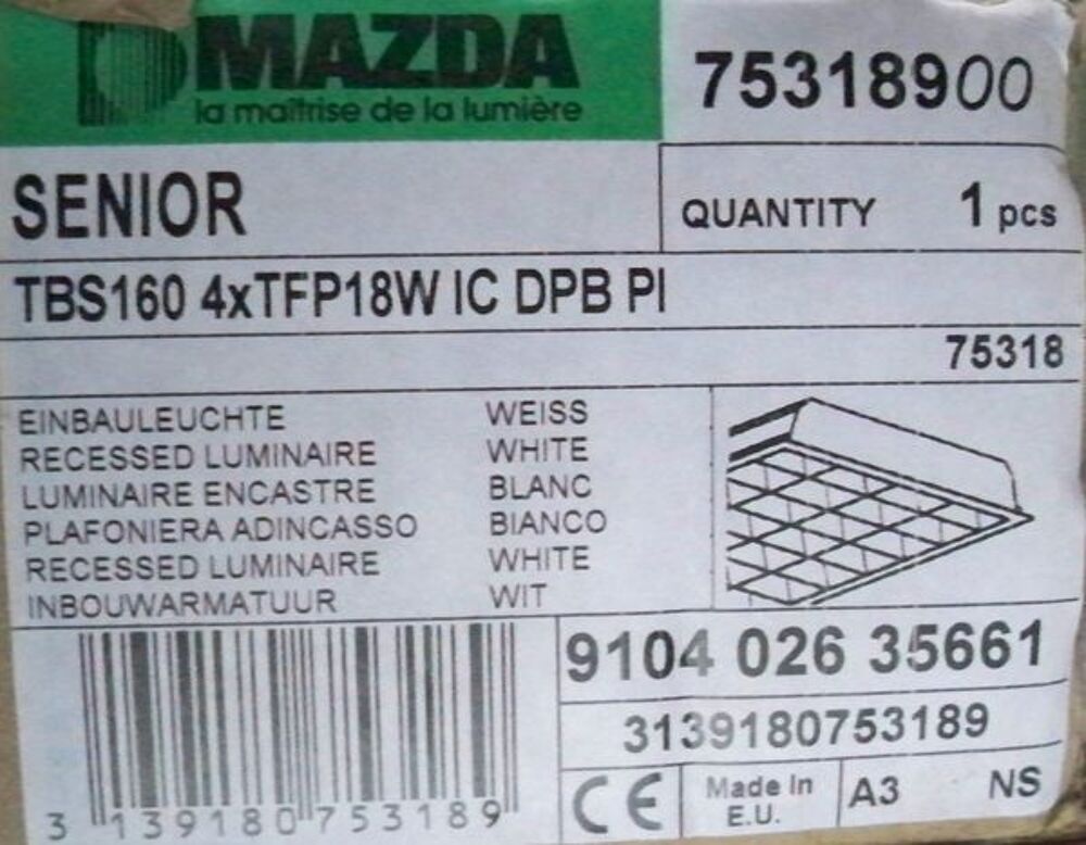 Luminaire Mazda 4 x 18 w DBP Alu Bricolage