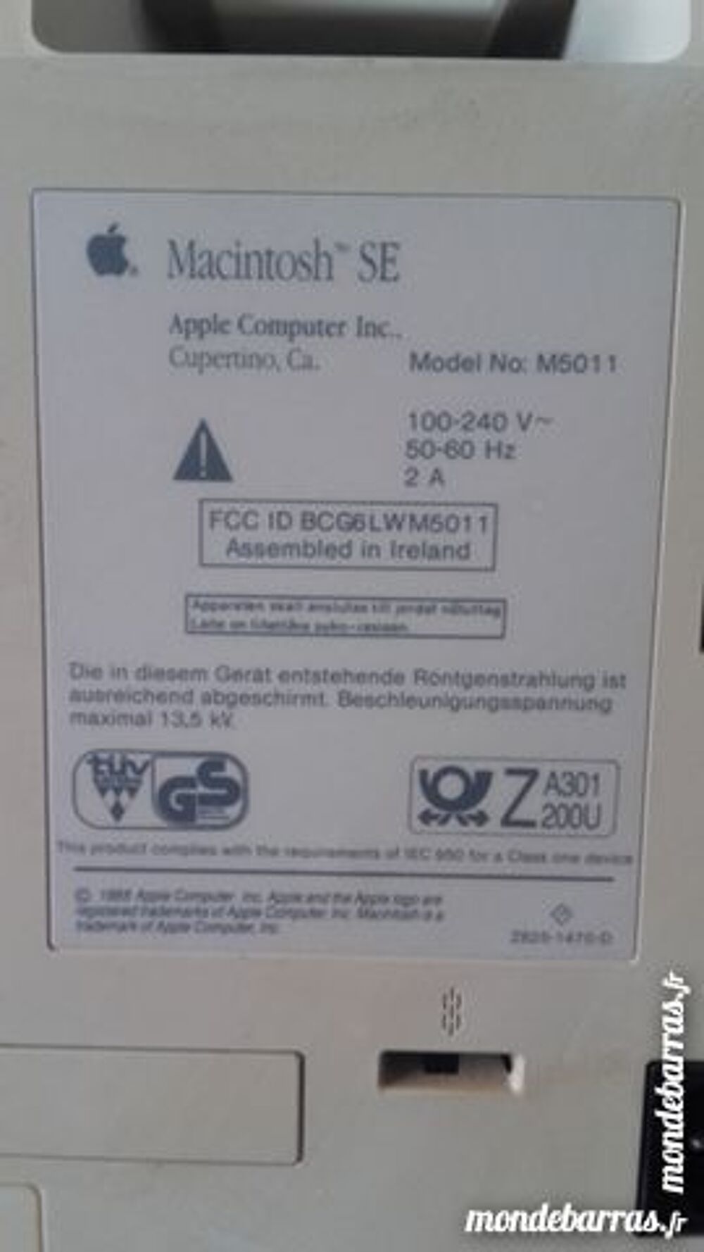 Apple Macintosh SE M5011 Matériel informatique