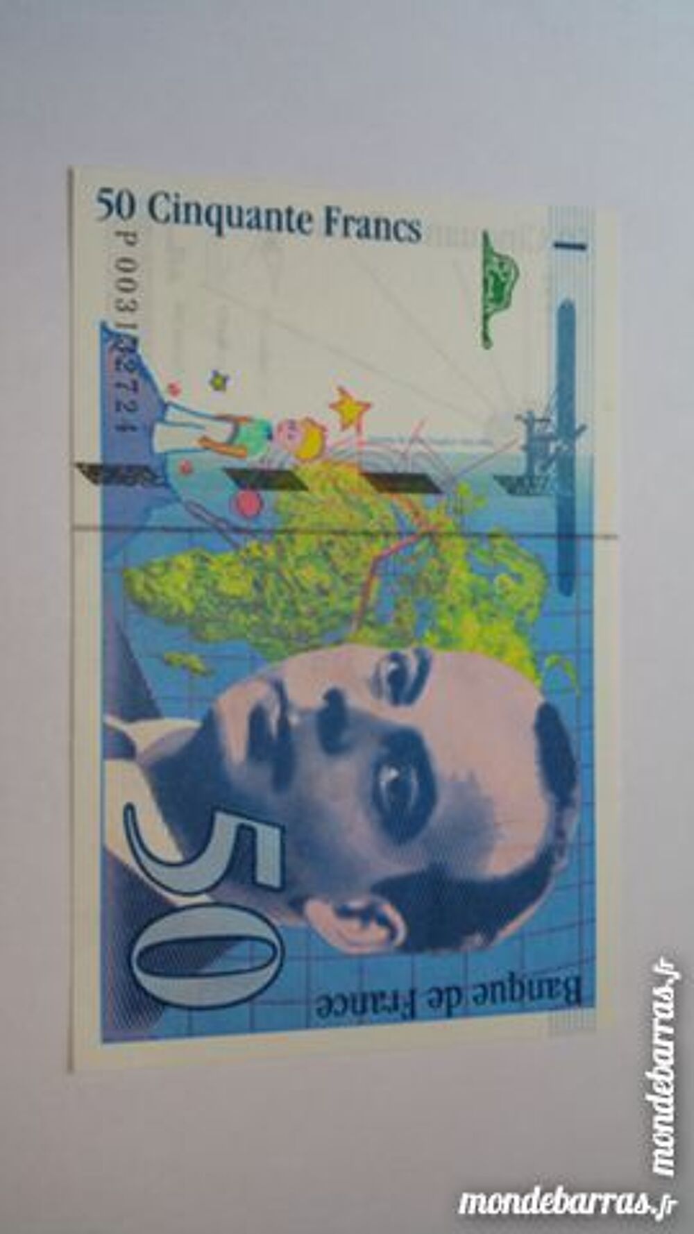 Billet 50 franc bleu fran&ccedil;ais 