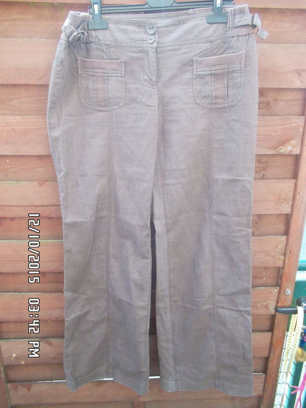 PANTALON MARRON EN LIN PROMOD*JUSTE 2E*KIKI60230 Vêtements