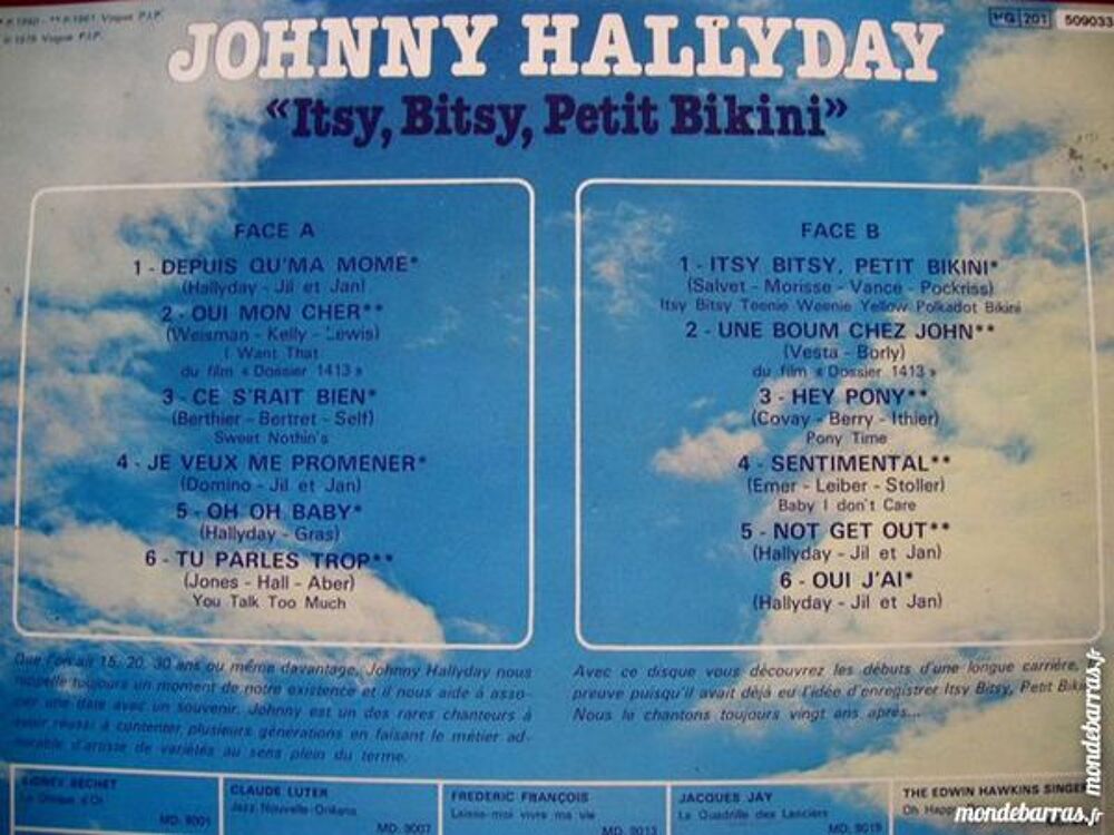 33 TOURS JOHNNY HALLYDAY Itsy, bitsy, petit bikini CD et vinyles