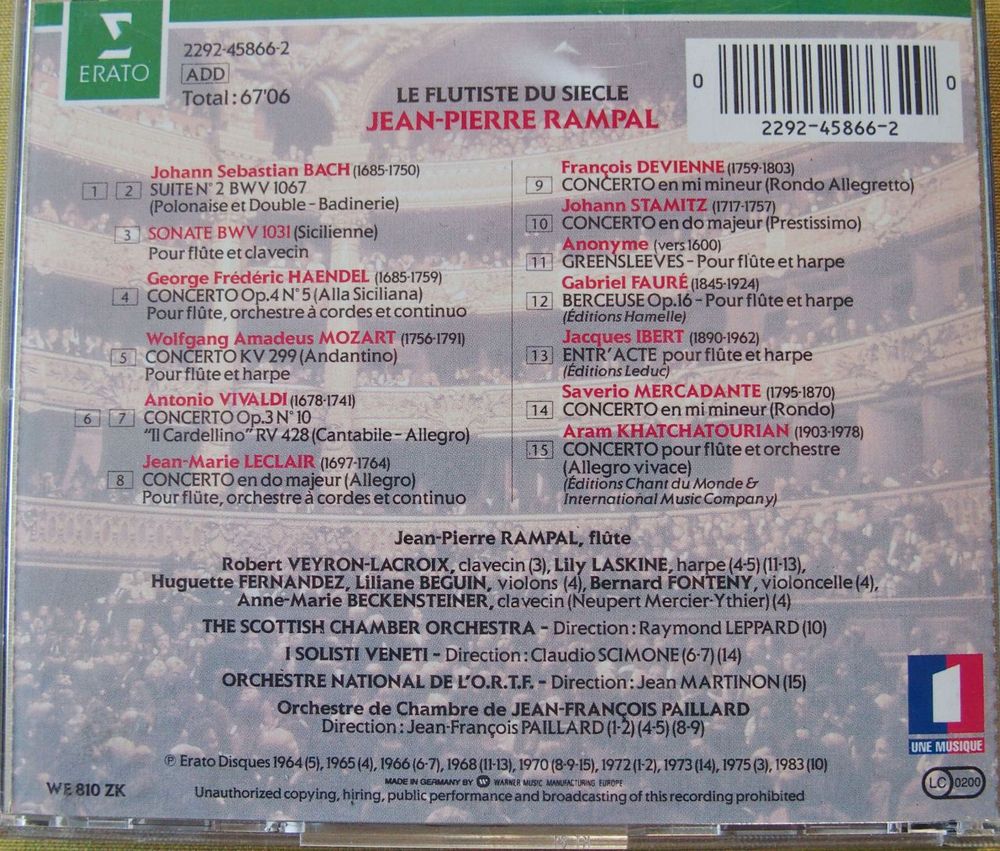 CD Jean-Pierre RAMPAL CD et vinyles