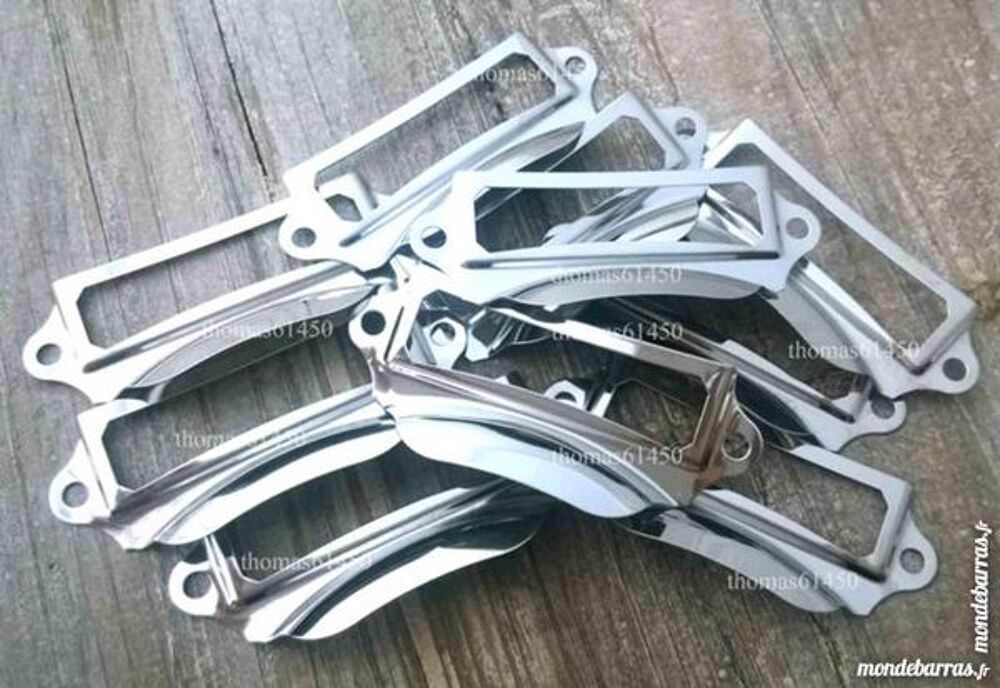 LOT 10 POIGNEE PORTE ETIQUETTE METAL CHROME TIROIR Bricolage